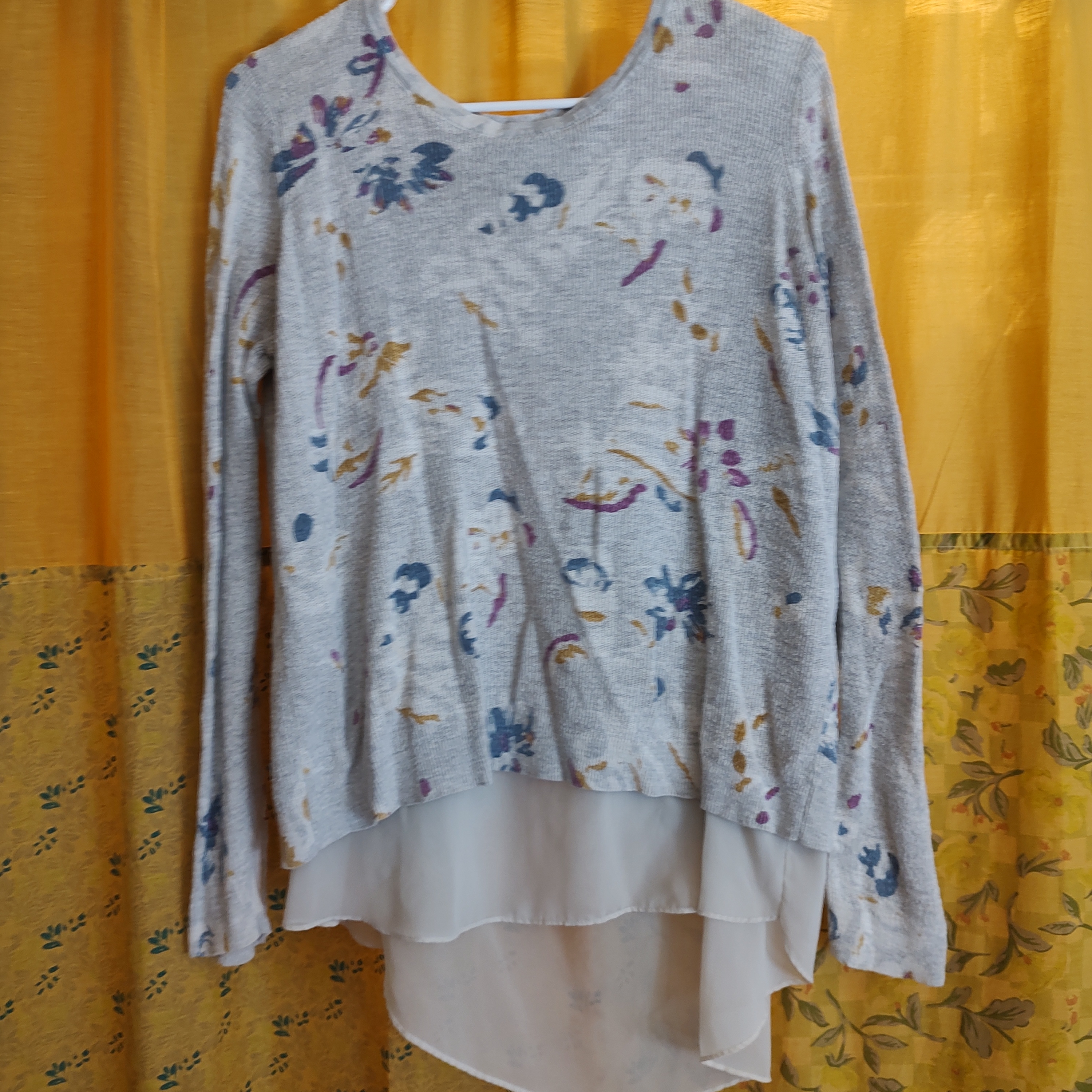 Lucky Brand Multicolor Floral Sweater Blouse